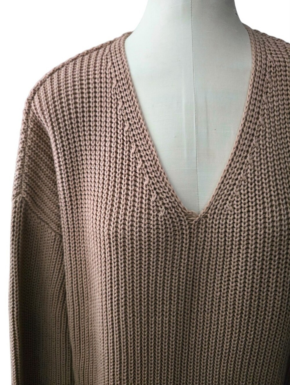 NWT Jenni Kayne Cotton Cabin Sweater Rose Pink V-Neck Chunky Knit Large - Picture 5 of 7